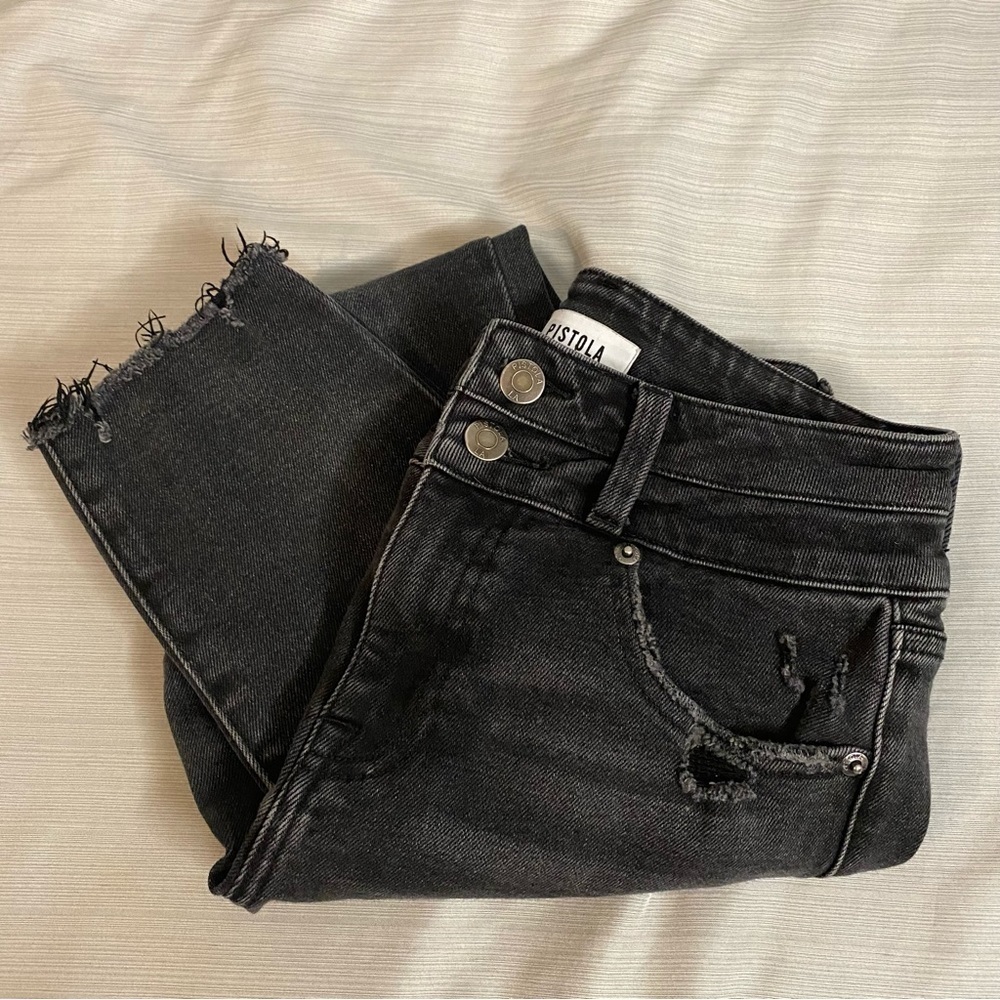 Pistola Black High Rise Distressed Denim Jeans Size 25 - Picture 6 of 7